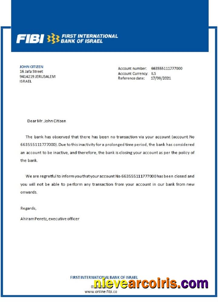 Israel FIBI closure reference